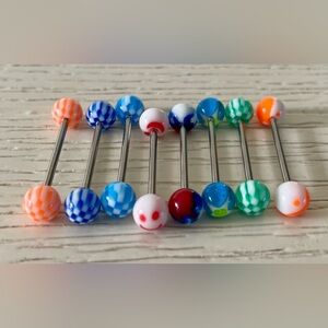 Colorful Barbell Tongue Rings